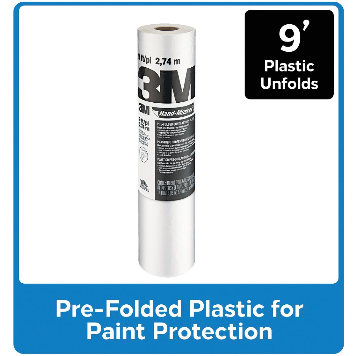 3M Hand Masker 9 Ft. x 90 Ft. Contractor's Plastic Drop Cloth