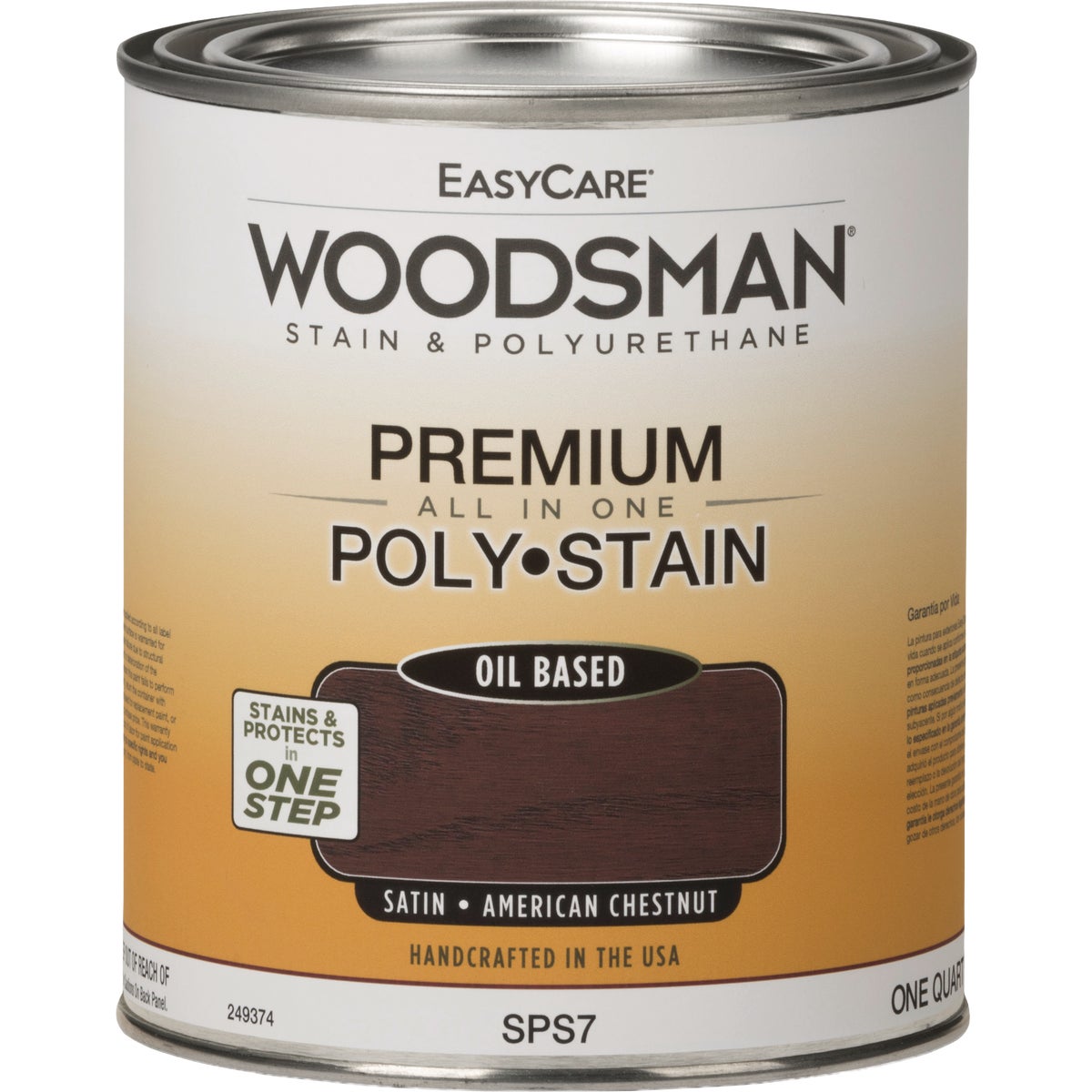 EasyCare Woodsman Satin Polyurethane Stain, American Chestnut, 1 Qt.