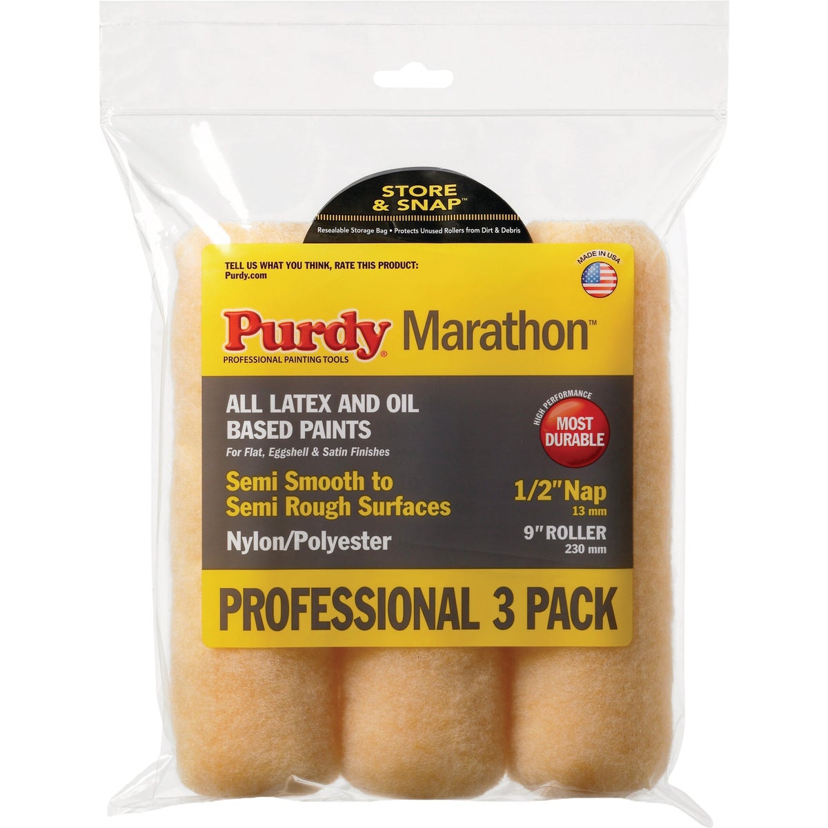 Purdy Marathon 9 In. x 1/2 In. Paint Roller (3-Count)