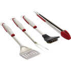 GrillPro Rubber Insert Handle Stainless Steel 4-Piece Barbeque Tool Set Image 1