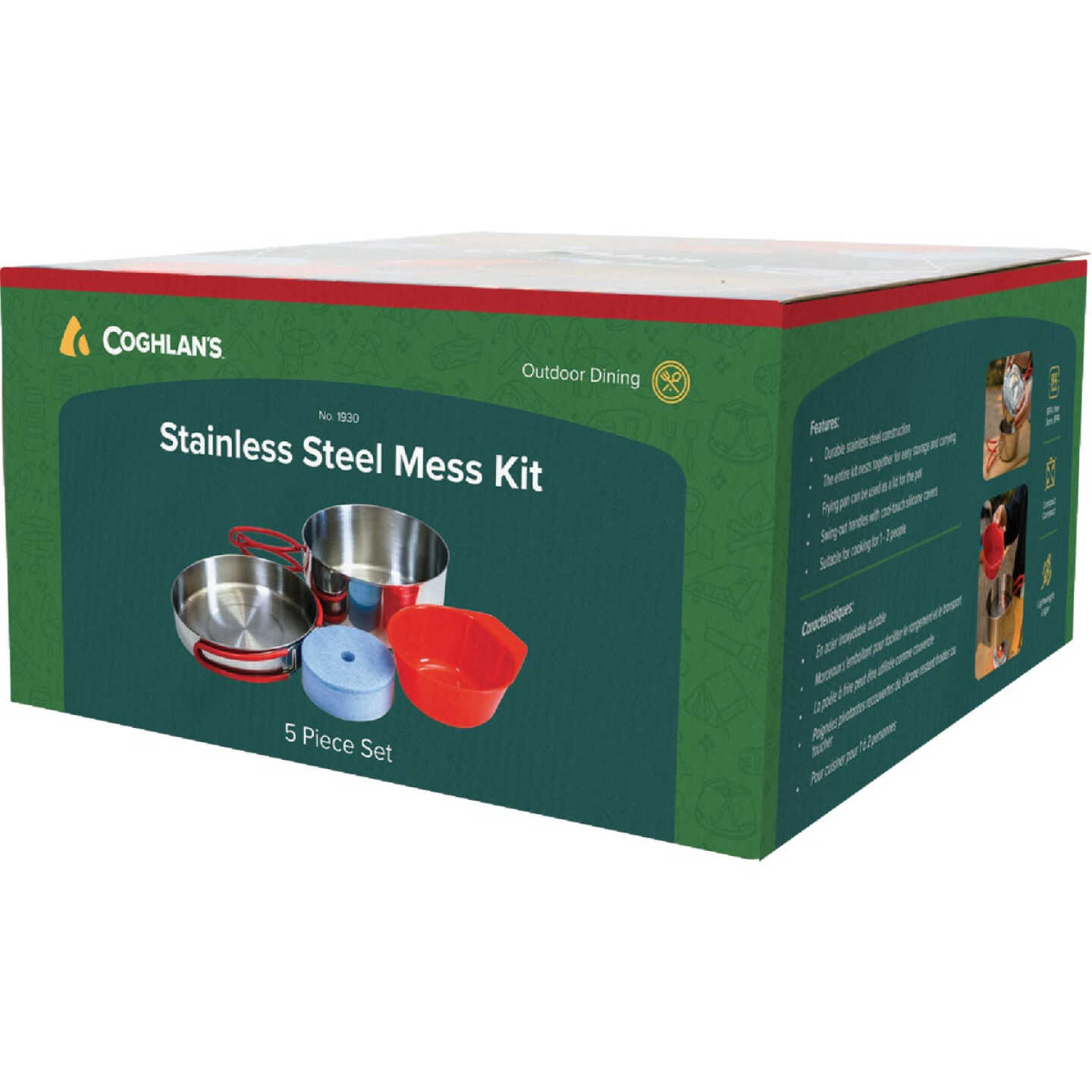 Coghlans 5-Piece Stainless Steel Mess Kit with Cover Image 1