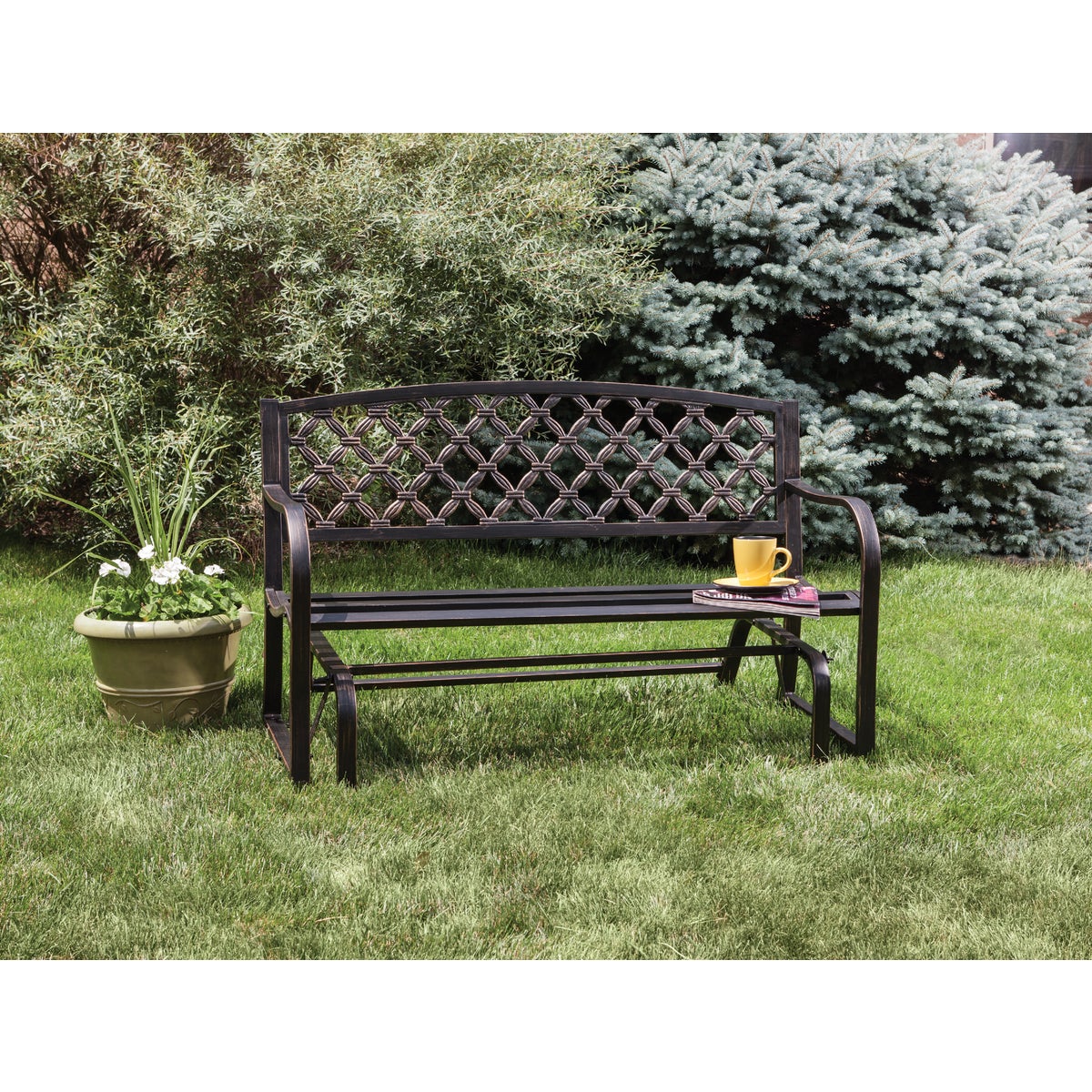Outdoor Expressions Antique Bronze Steel Bronze Glider Image 3