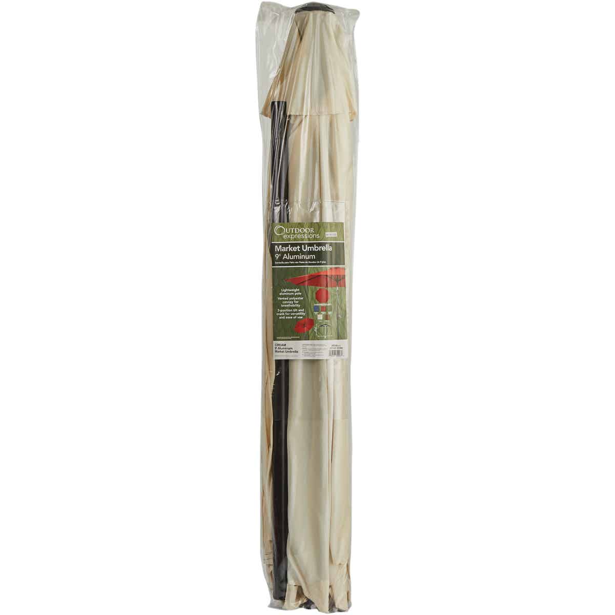 Outdoor Expressions 9 Ft. Aluminum Tilt/Crank Cream Patio Umbrella Image 3