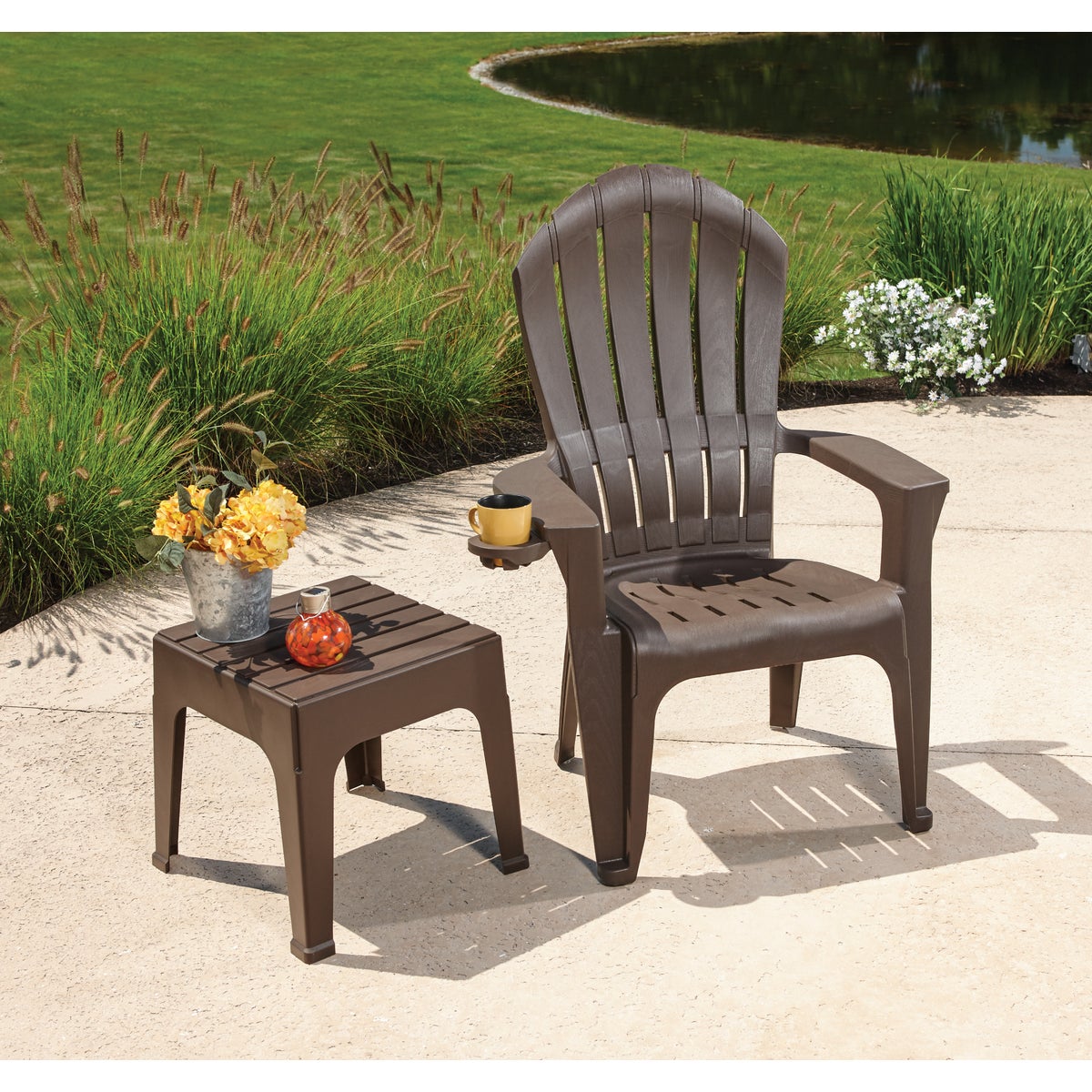 Adams Big Easy Earth Brown 18.9 In. Square Resin Stackable Side Table Image 3