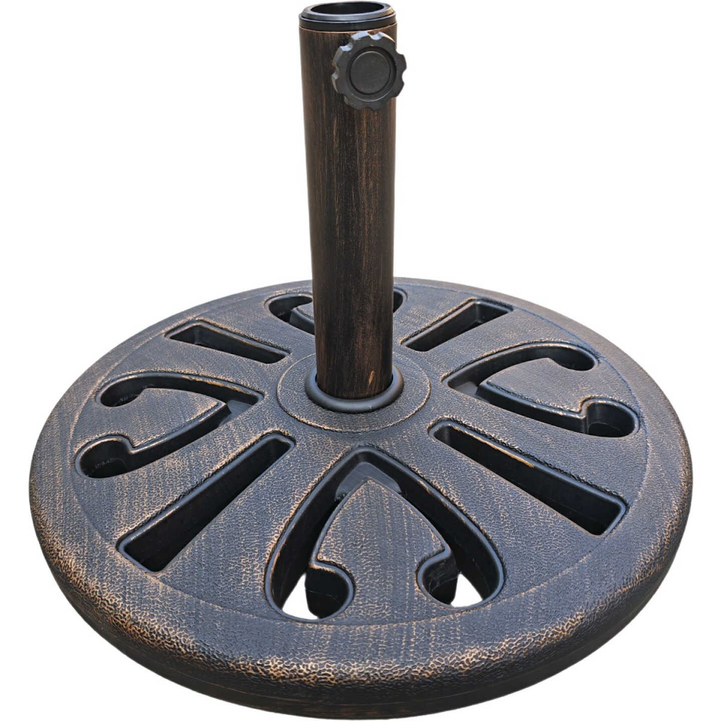 Outdoor Expressions 20 In. Round Bronze Polyresin Umbrella Base Image 1