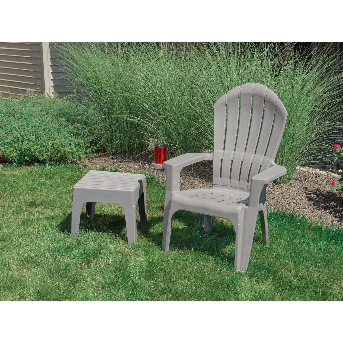 Adams Big Easy Gray 18.9 In. Square Resin Stackable Side Table Image 4
