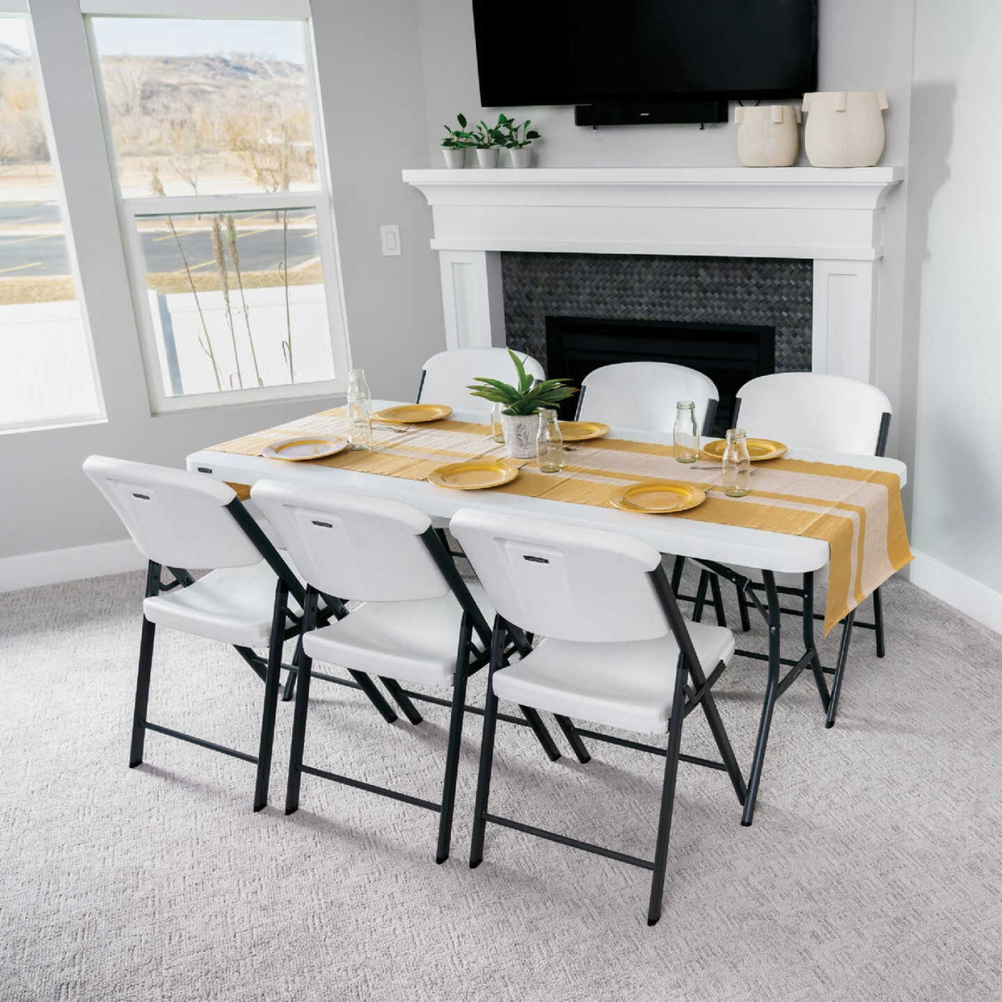 Lifetime 6 Ft. x 30 In. White Granite Light Commercial Grade Folding Table Image 2