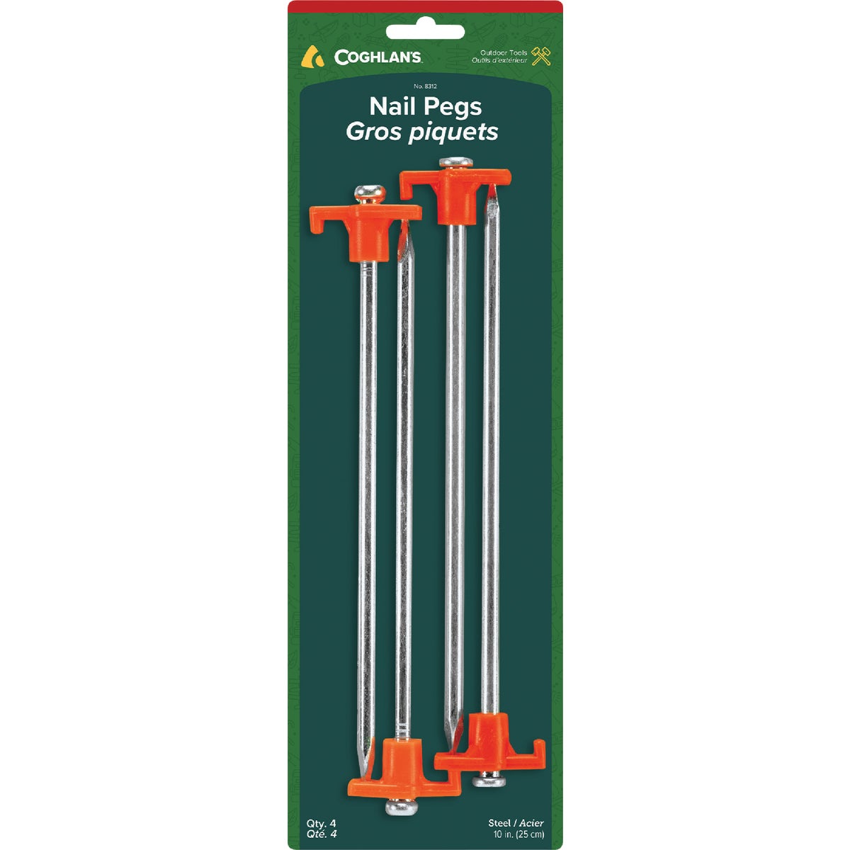 Coghlans 10 In. Steel Tent Nail Peg (4-Pack)