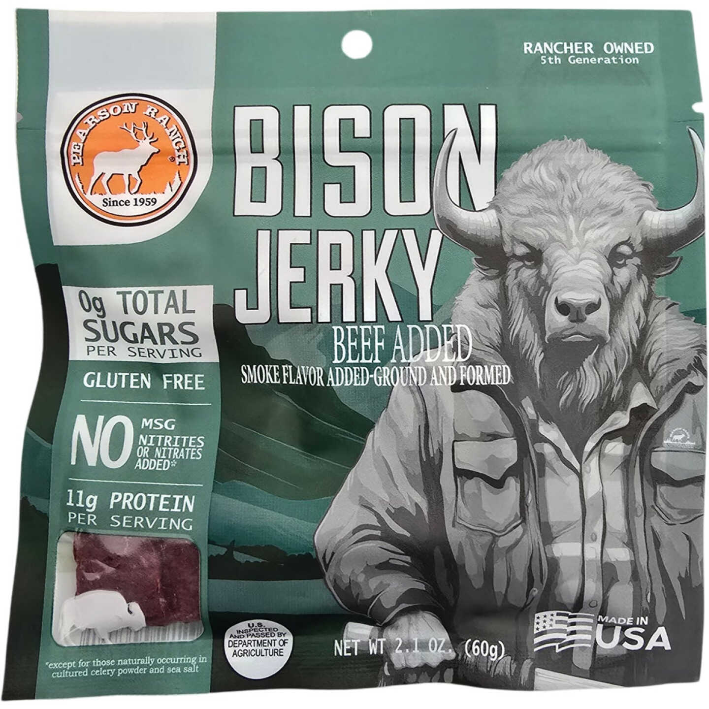 Pearson Ranch Jerky 2.1 Oz. All-Natural Buffalo Jerky Image 1