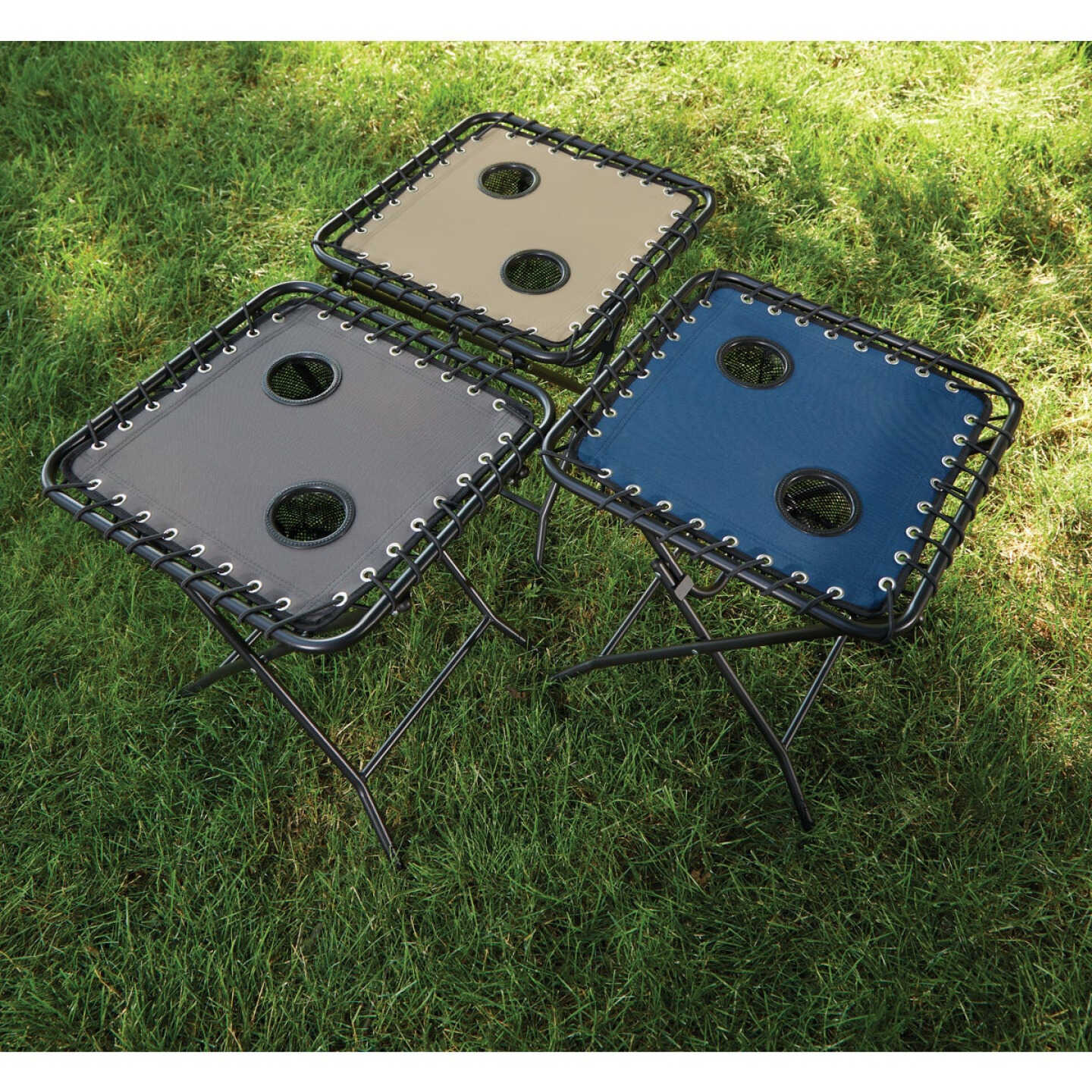 Outdoor Expressions Blue 18 In. Square Steel Folding Side Table Image 2