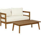 Linon Cape May Acacia Wood Loveseat & Table Chat Set Image 1