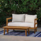 Linon Cape May Acacia Wood Loveseat & Table Chat Set Image 5