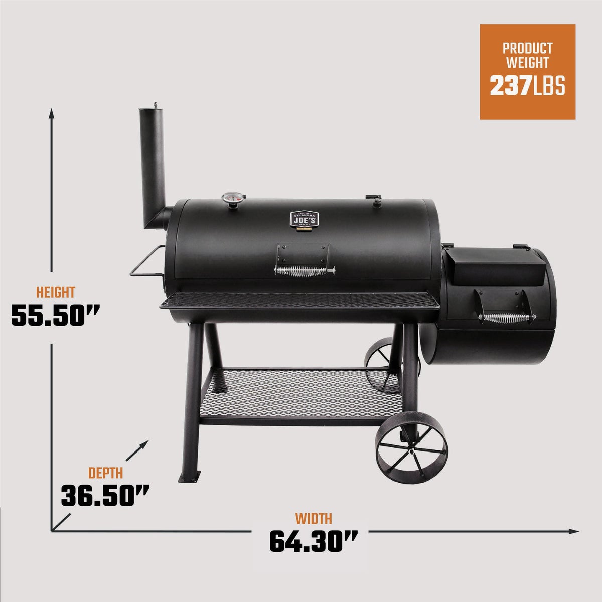 Oklahoma Joe's Longhorn 1060 Sq. In. Black Offset Charcoal Smoker & Grill Image 2