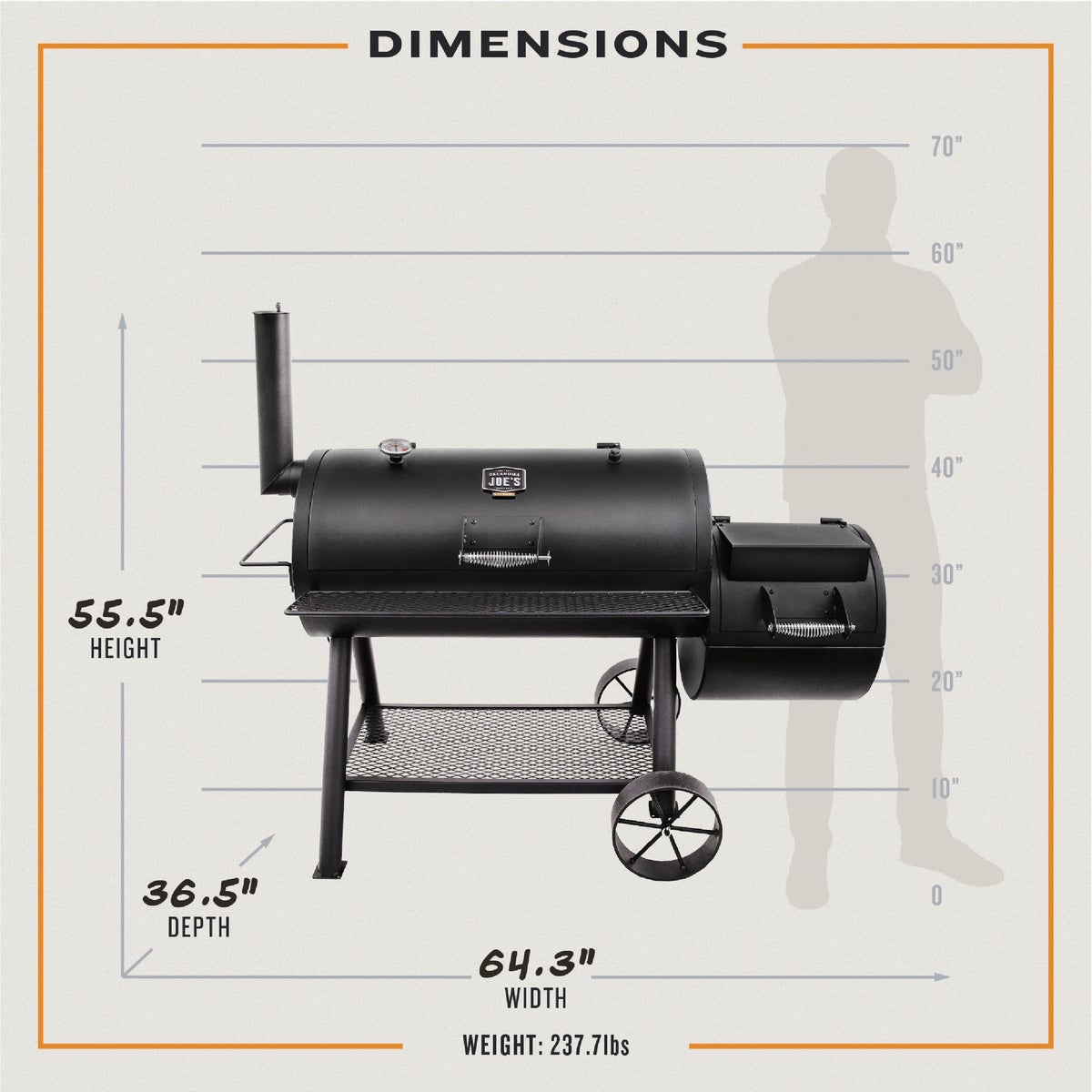 Oklahoma Joe's Longhorn 1060 Sq. In. Black Offset Charcoal Smoker & Grill Image 3