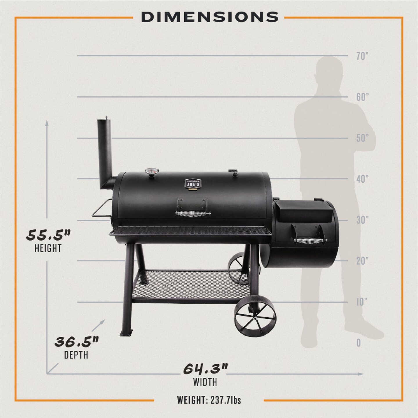 Oklahoma Joe's Longhorn 1060 Sq. In. Black Offset Charcoal Smoker & Grill Image 3