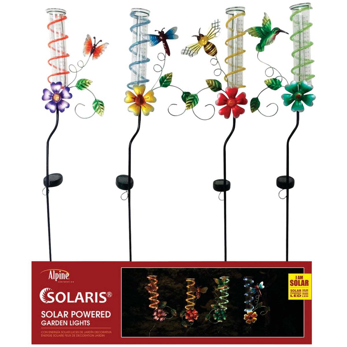 Alpine Glass Solar LED Rain Gauge Stake Light