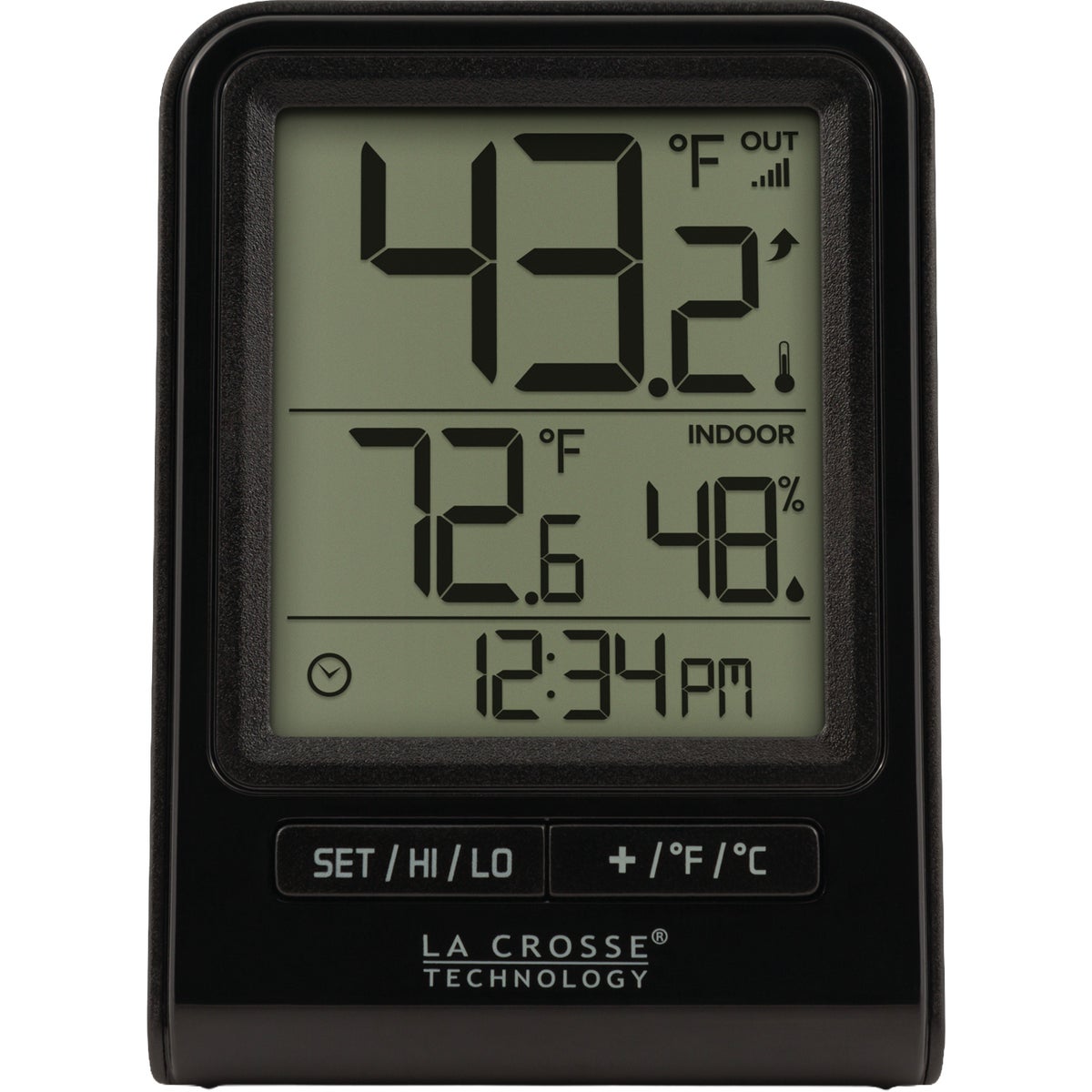 La Crosse Technology 2.67 In. W. x 3.67 In. H. Wireless Indoor & Outdoor Thermometer, Black