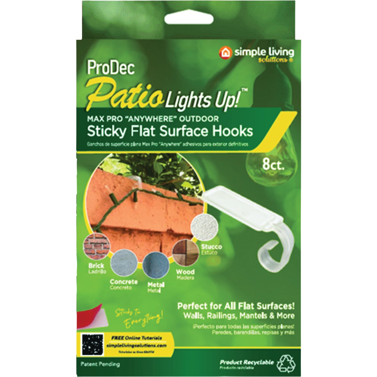 Simple Living Solutions Sticky Flat Surface Hooks (8-Pack)