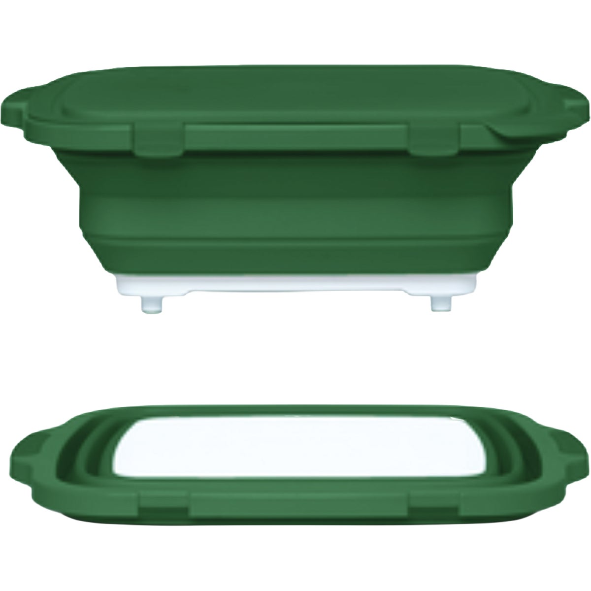 Drip EZ 20 In. L. x 16.25 In. W. x 5.5 In. D. Green Collapsible BBQ Prep Tub with Locking Lid