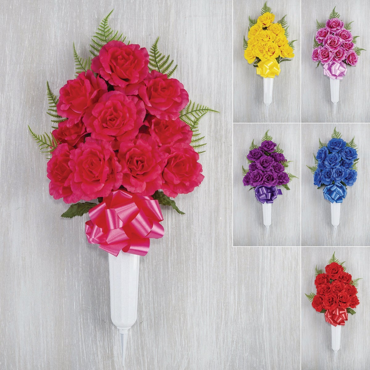 Gerson 25 In. Open Rose Memorial Vase Display
