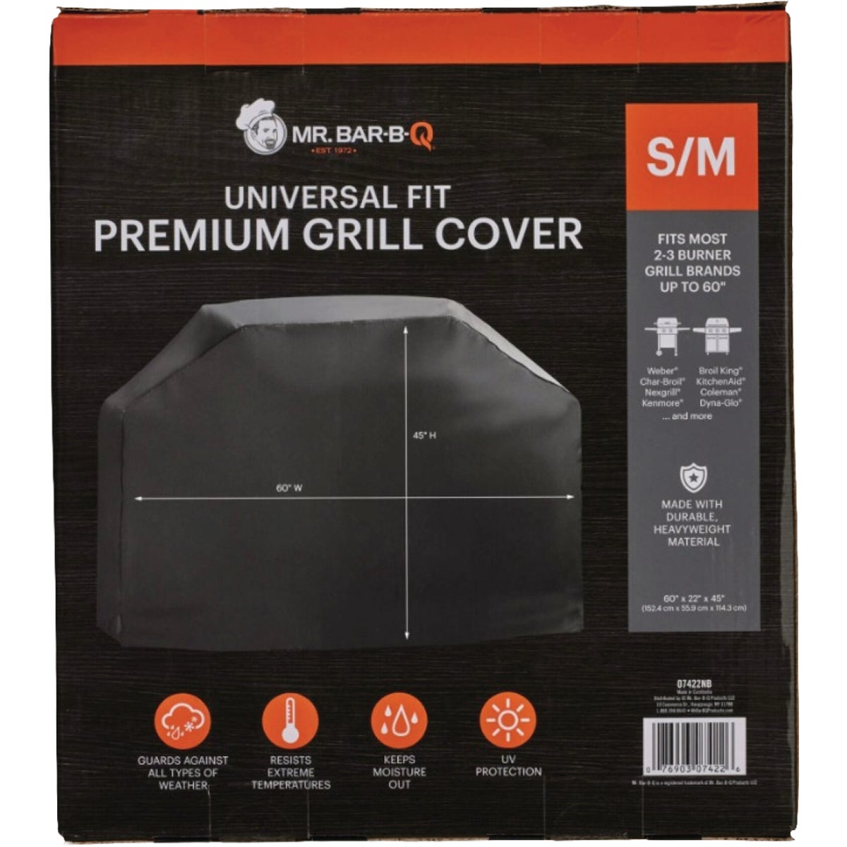 Mr. Bar-B-Q Small/Medium Black Polyester Grill Cover