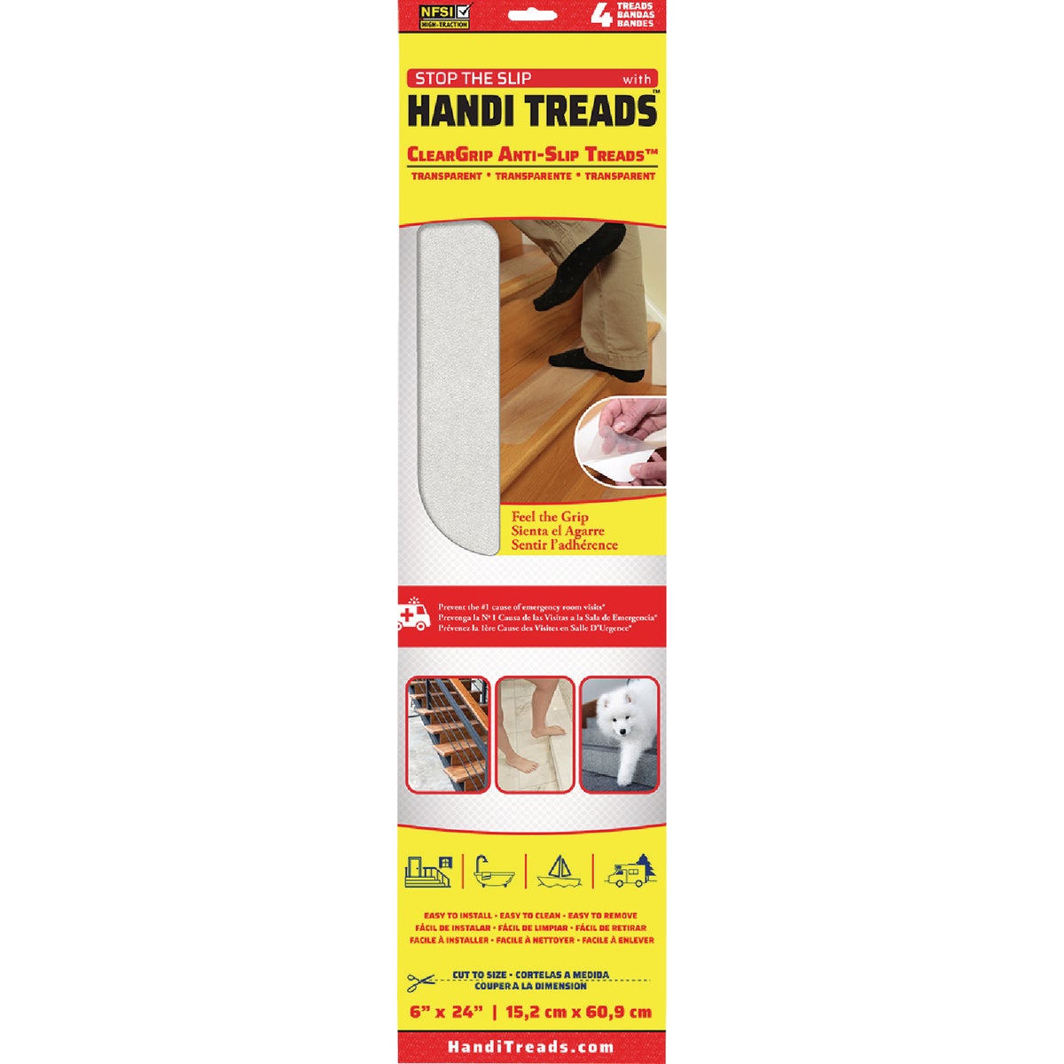 Handi Treads ClearGrip 6 In. W. x 24 In. L. Clear Non-Slip Grit Treads (4-Pack) Image 3