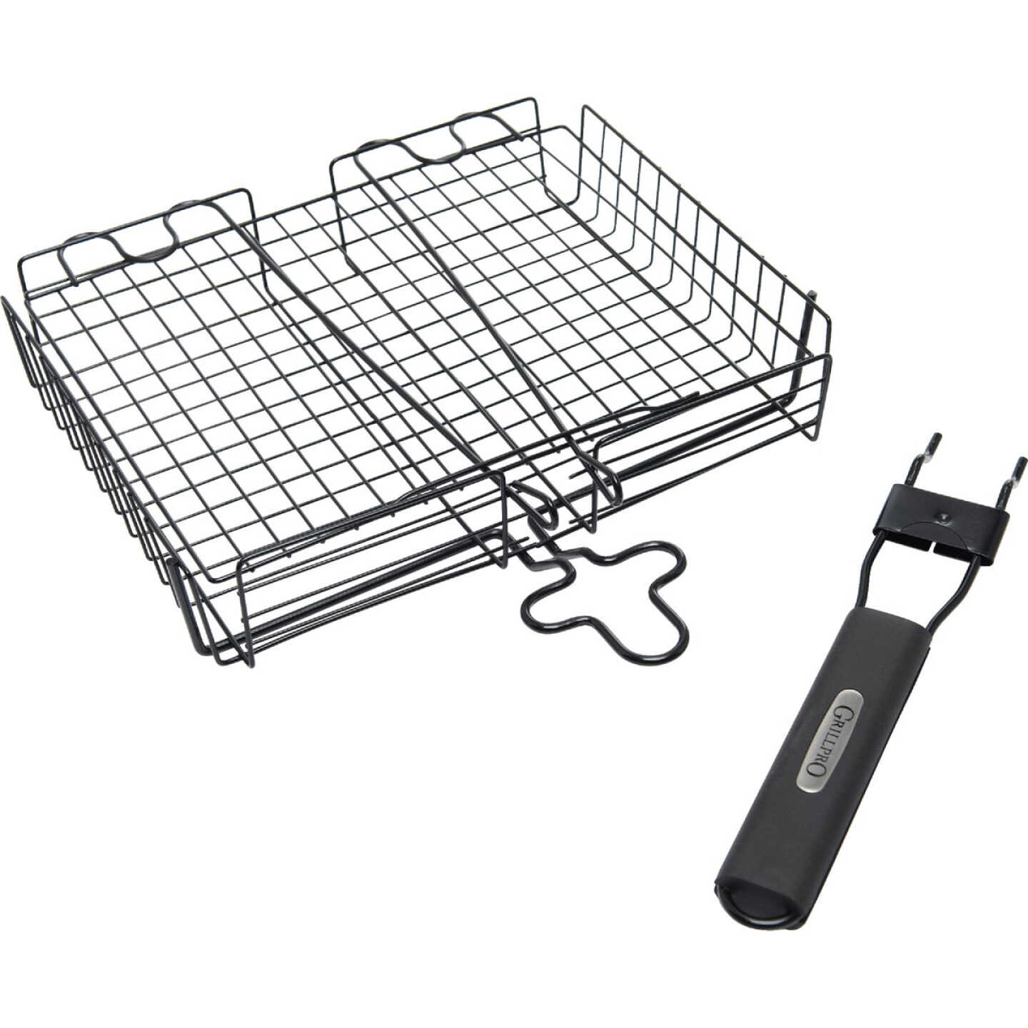 GrillPro Deluxe 9.5 In. W. x 12 In. L. Steel Broiler Grill Basket Image 1