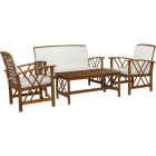 Linon Topsail Brown Wood Patio Chat Set (4-Piece) Image 1