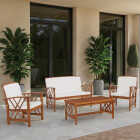 Linon Topsail Brown Wood Patio Chat Set (4-Piece) Image 6