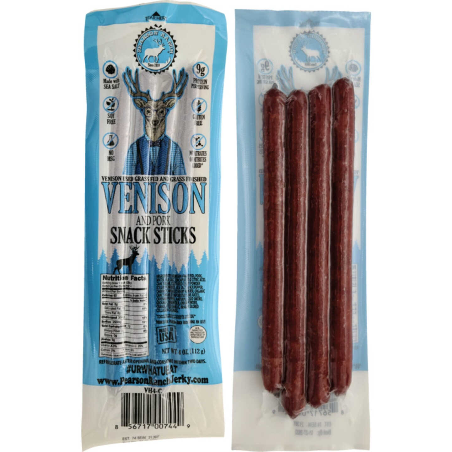 Pearson Ranch Jerky 4 Oz. Venison Hickory Multi-Pack Snack Stick Jerky Image 1