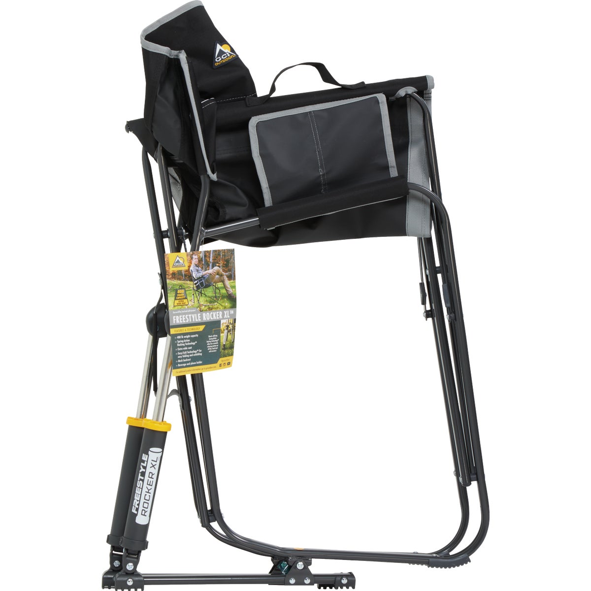 GCI Outdoor Freestyle Black PVC-Backed Polyester Powder-Coated Steel XL Folding Rocker Image 7
