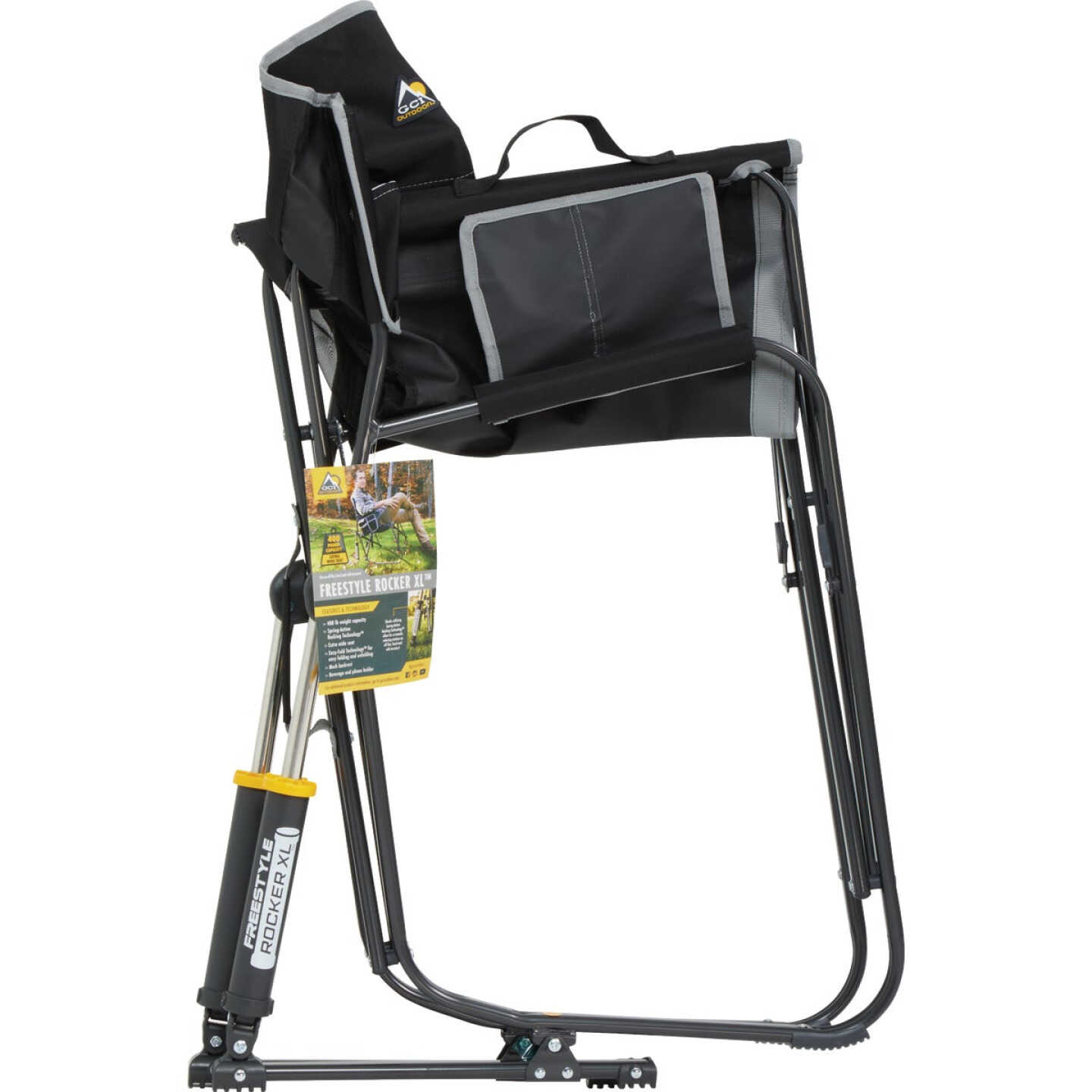 GCI Outdoor Freestyle Black PVC-Backed Polyester Powder-Coated Steel XL Folding Rocker Image 7