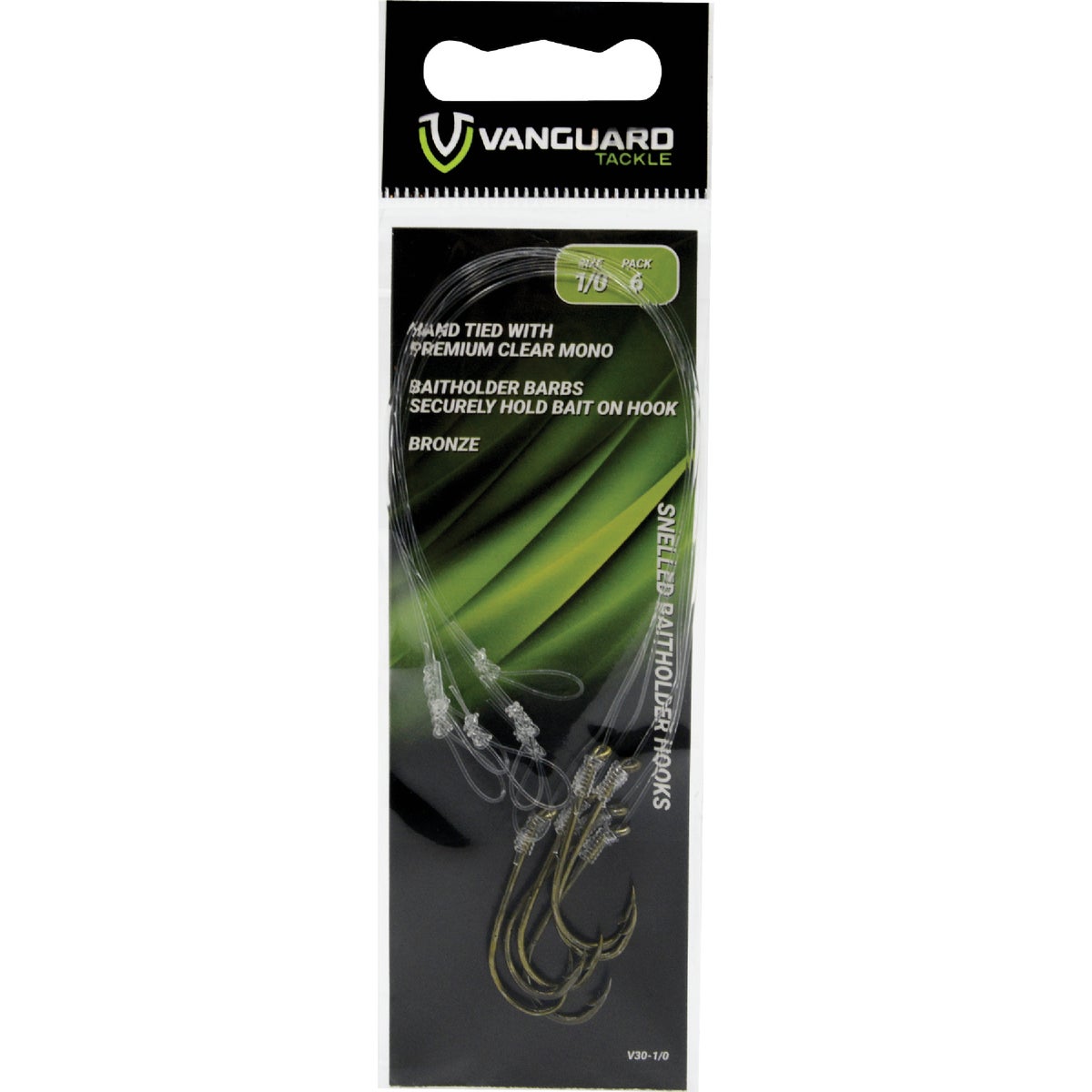 Vanguard Size 2 Baitholder Bronze Snelled Hooks (6-Pack)