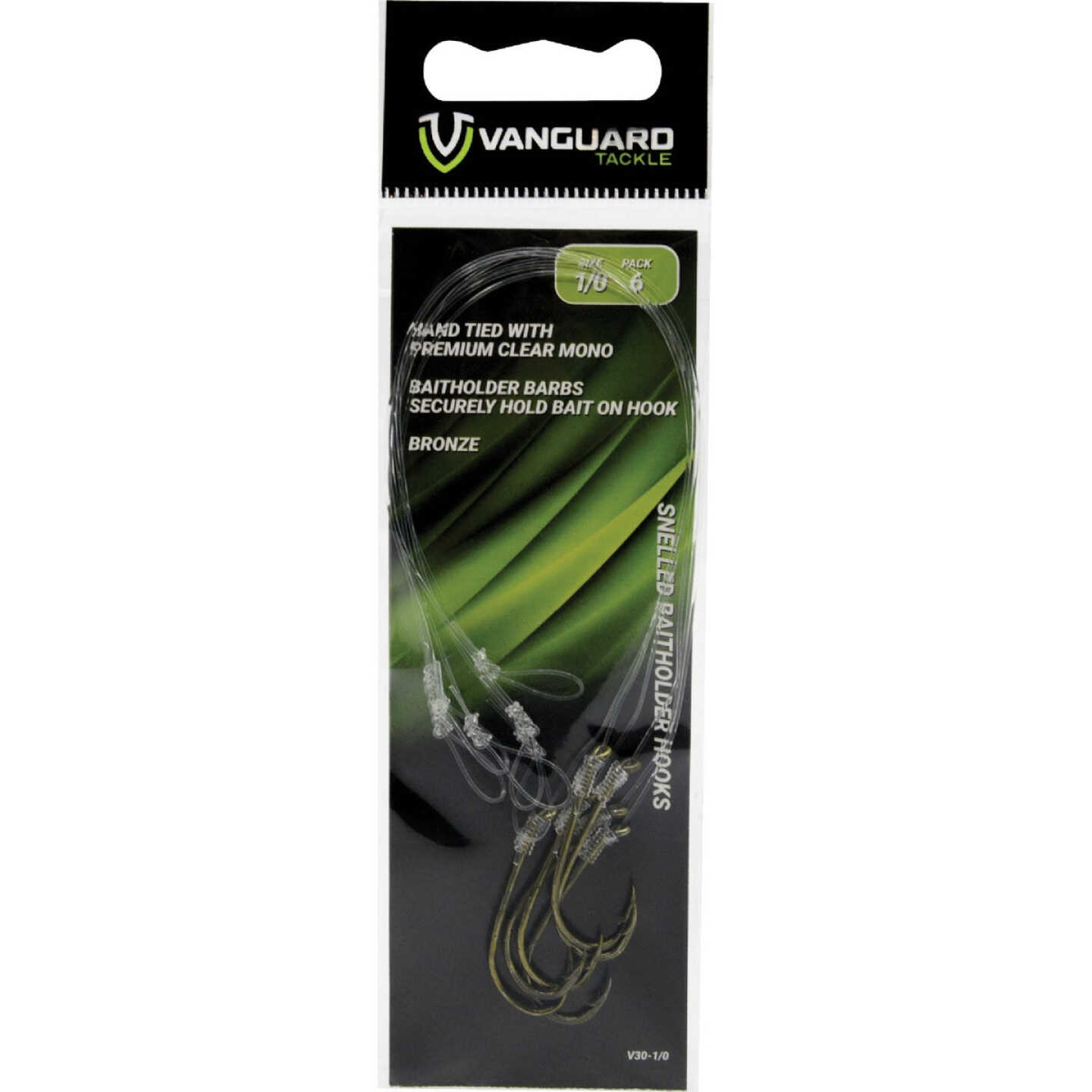 Vanguard Size 2 Baitholder Bronze Snelled Hooks (6-Pack) Image 1