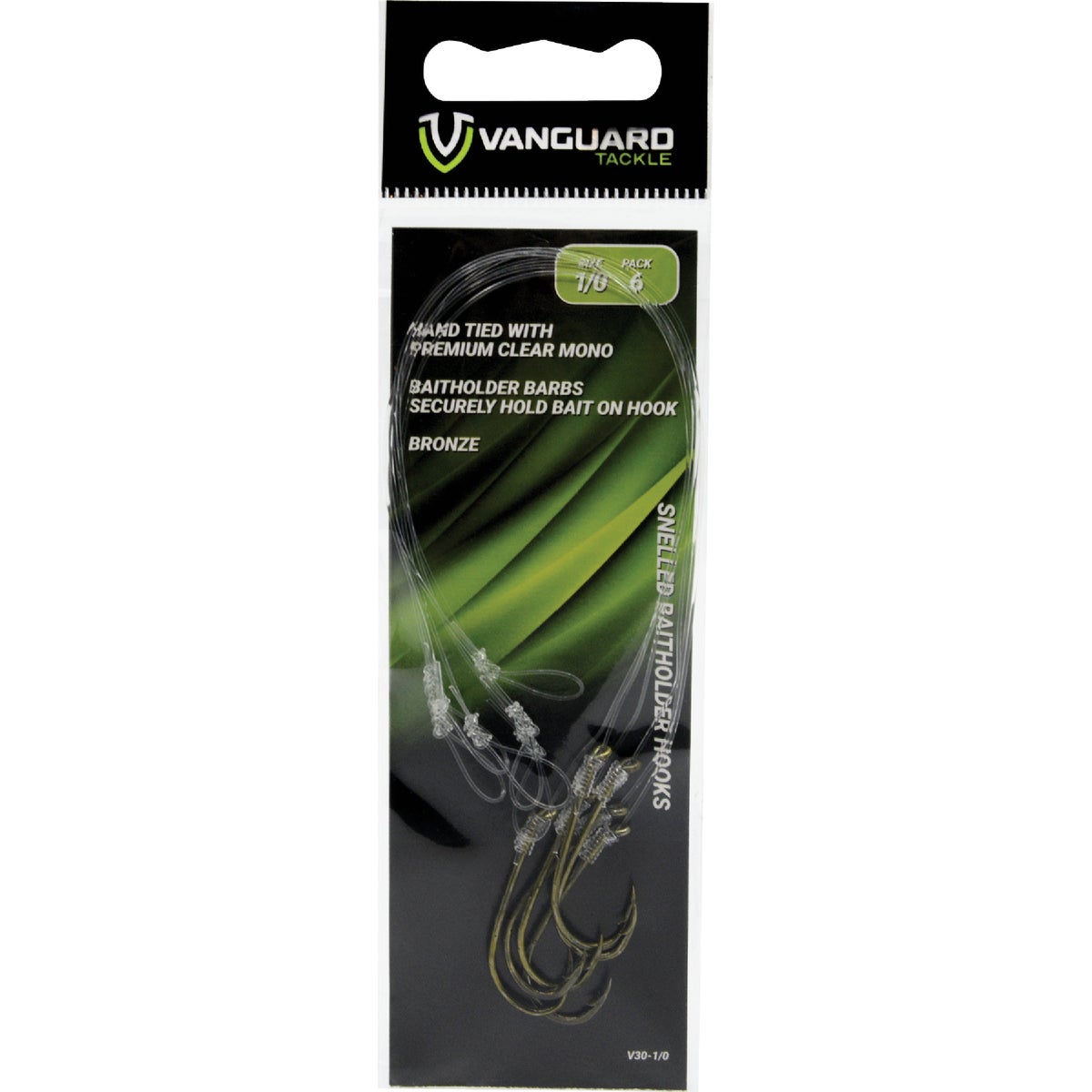 Vanguard Size 6 Baitholder Bronze Snelled Hooks (6-Pack)