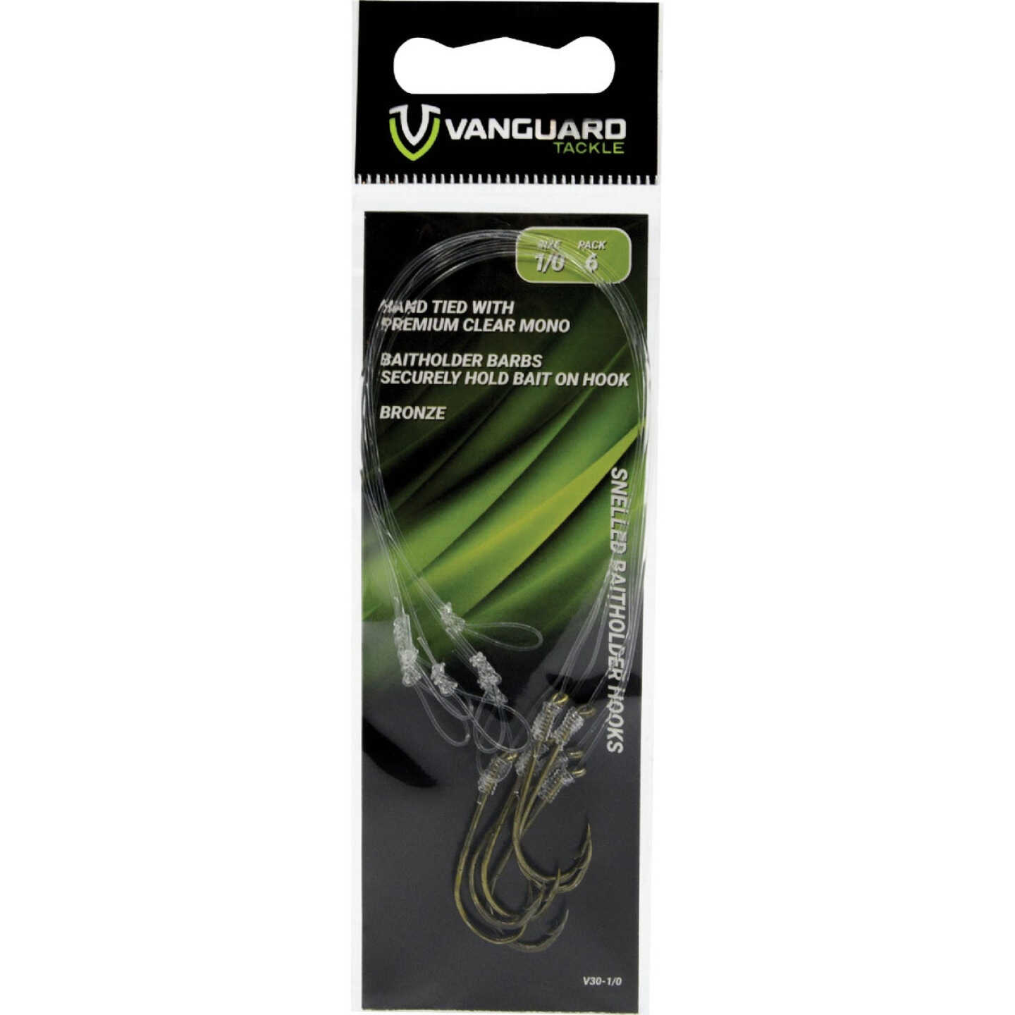 Vanguard Size 1 Baitholder Bronze snelled hooks (6-Pack) Image 1