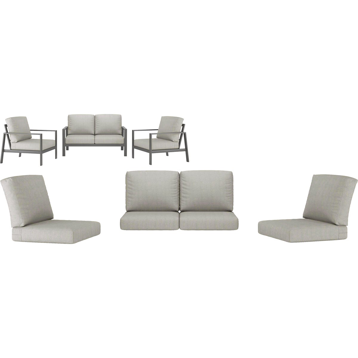 Northcape International Rockton Gray Polyester Loveseat Chat Set Cushion Set Image 2