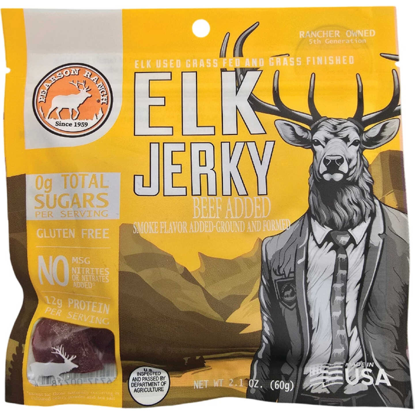 Pearson Ranch Jerky 2.1 Oz. All-Natural Elk Jerky Image 1