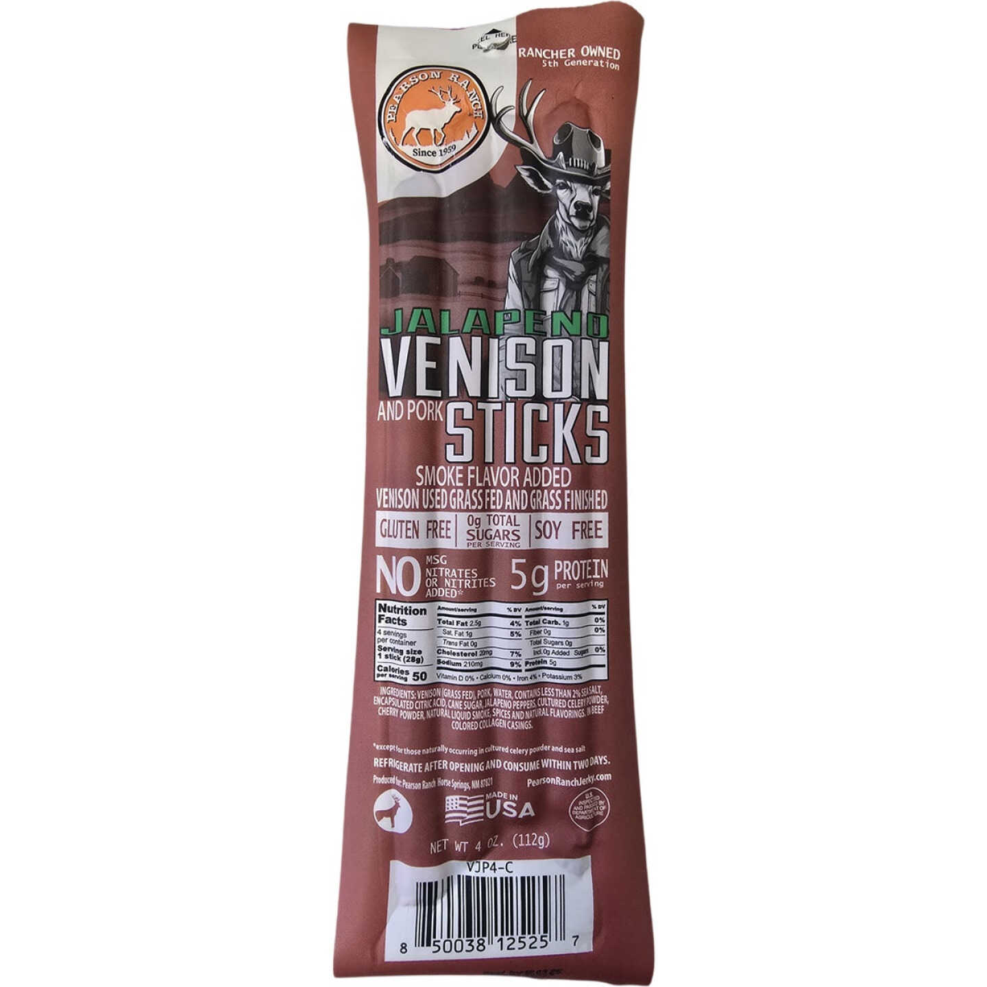 Pearson Ranch Jerky 4 Oz. Venison Jalapeno Multi-Pack Snack Stick Jerky Image 1