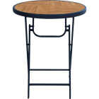 Sunjoy 24 In. Round Heavy-Duty Woodgrain Finish Steel Folding Table Image 2