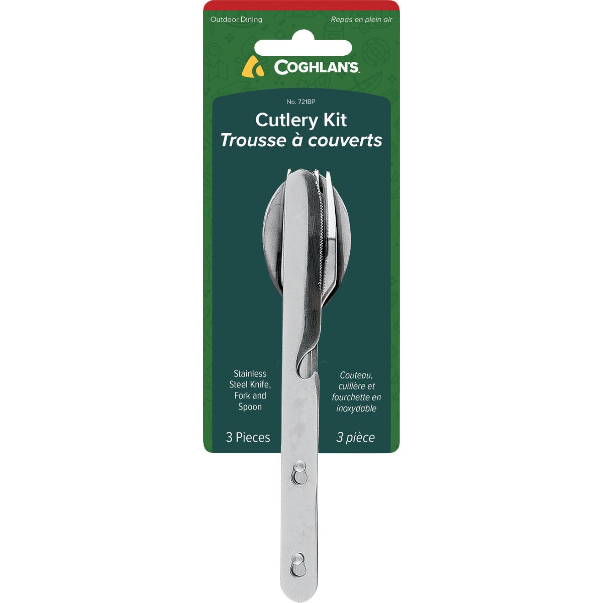 Coghlans 3-Piece Stainless Steel Knife, Fork, & Spoon Chow Kit