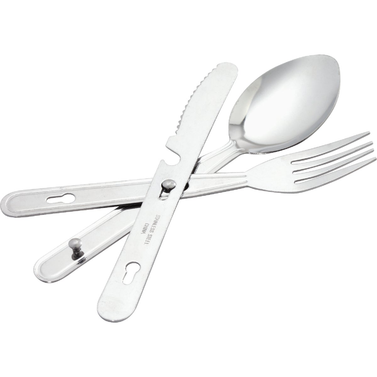 Coghlans 3-Piece Stainless Steel Knife, Fork, & Spoon Chow Kit Image 2