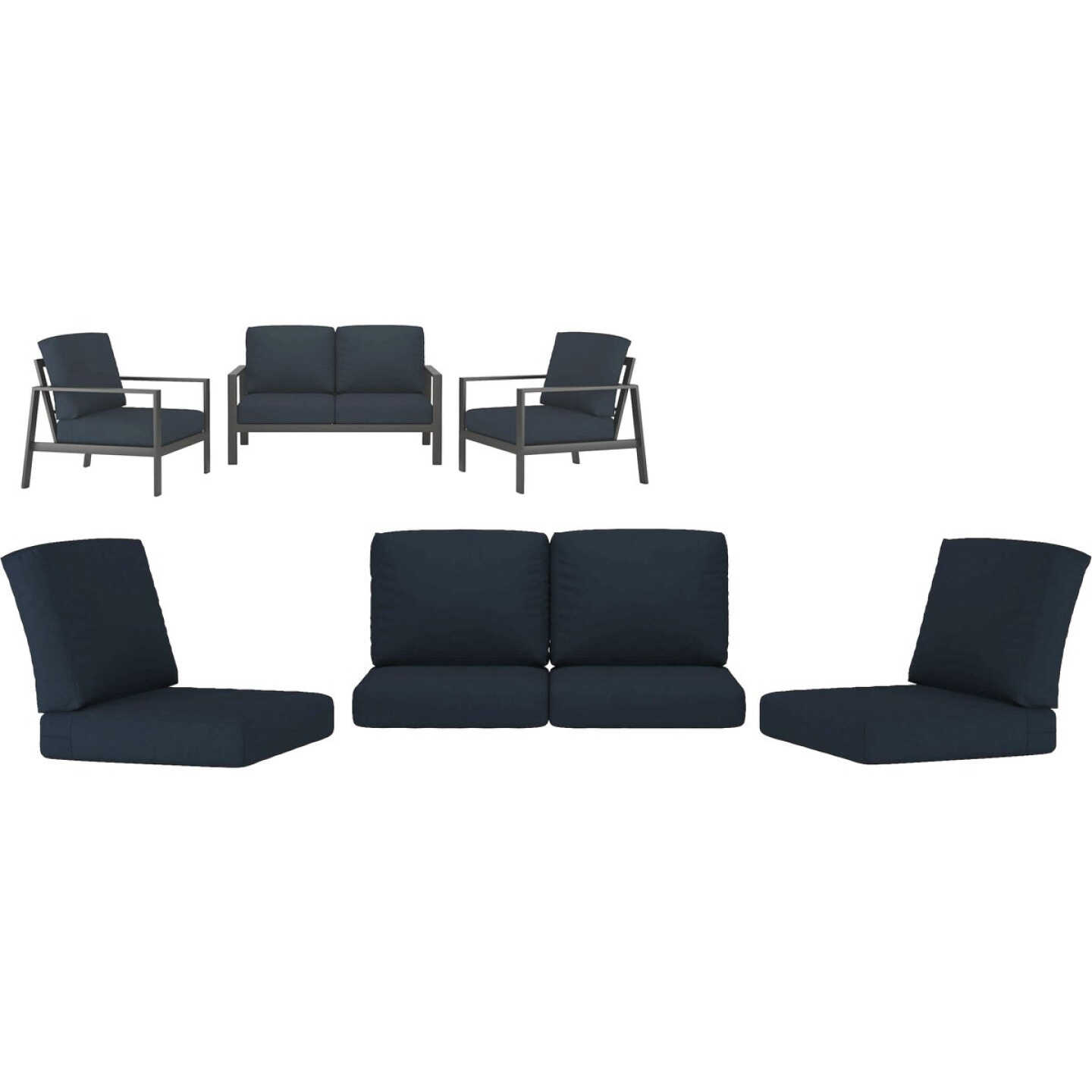 Northcape International Rockton Navy Polyester Loveseat Chat Set Cushion Set Image 2
