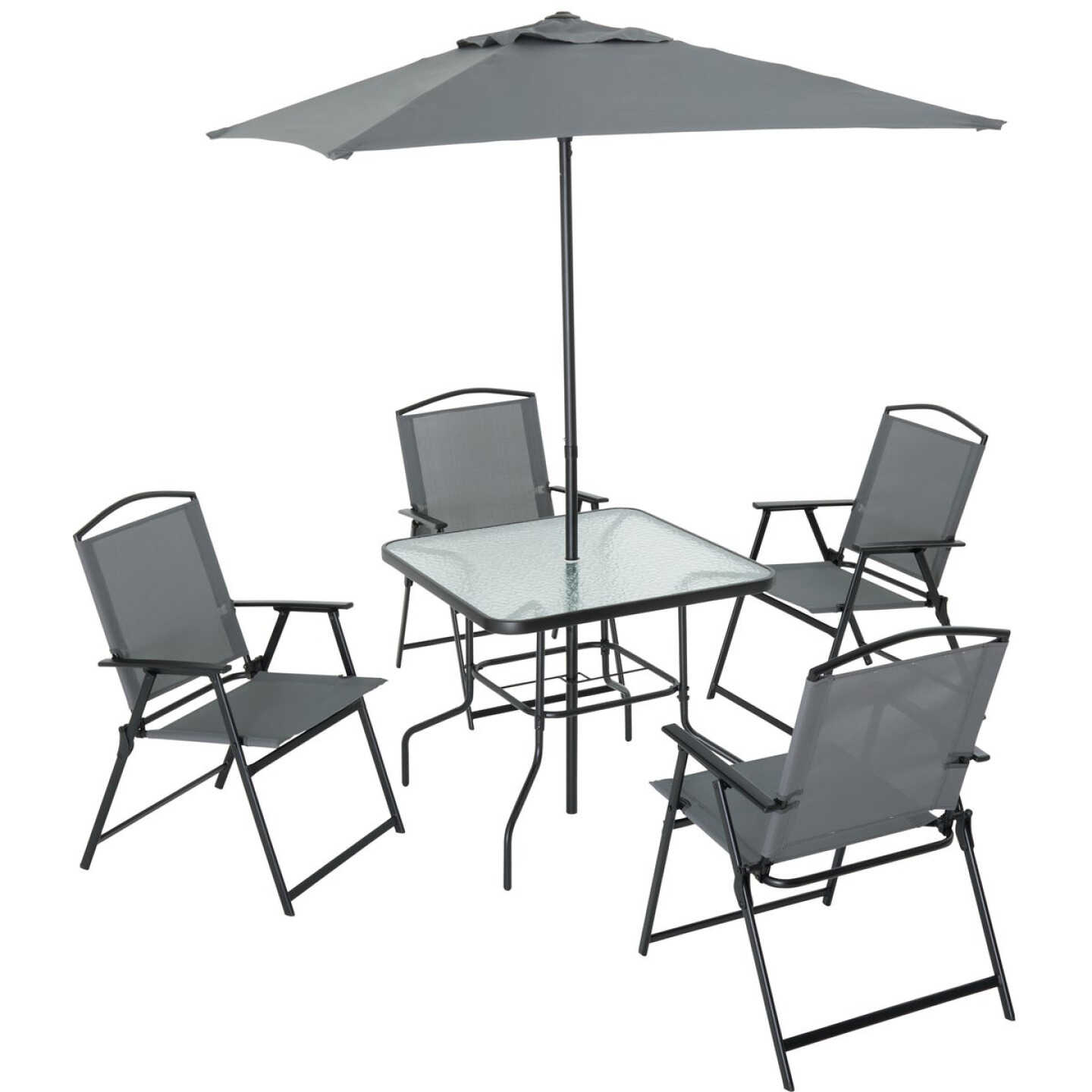 Outdoor Expressions 6-Piece Sling Dining Set with Umbrella Image 1