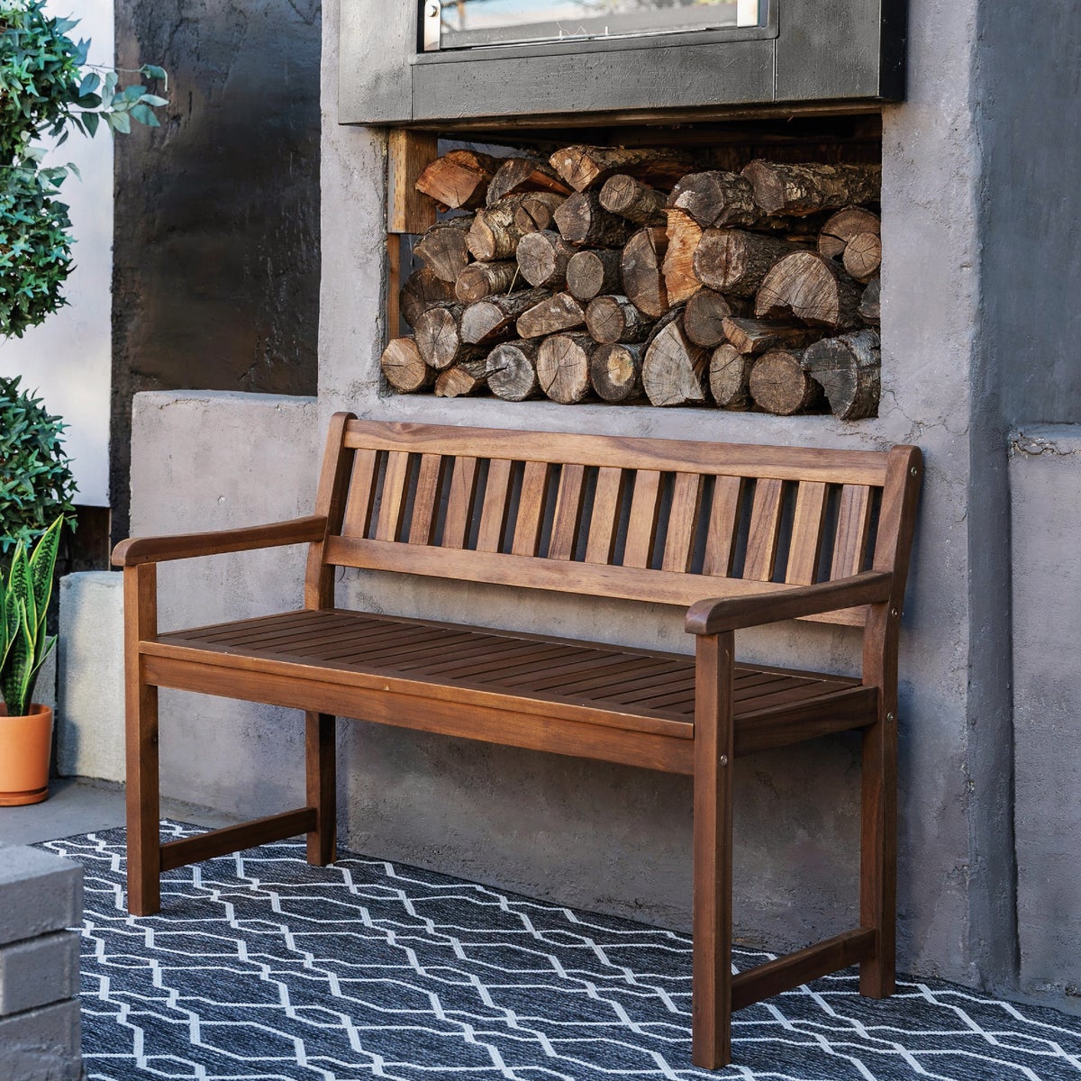 Linon Catalan 45 In. Wood Outdoor Bench Image 3