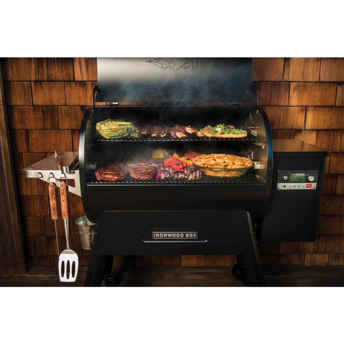Traeger Ironwood 885 Wi-Fi Wood Pellet Grill, Black Image 2