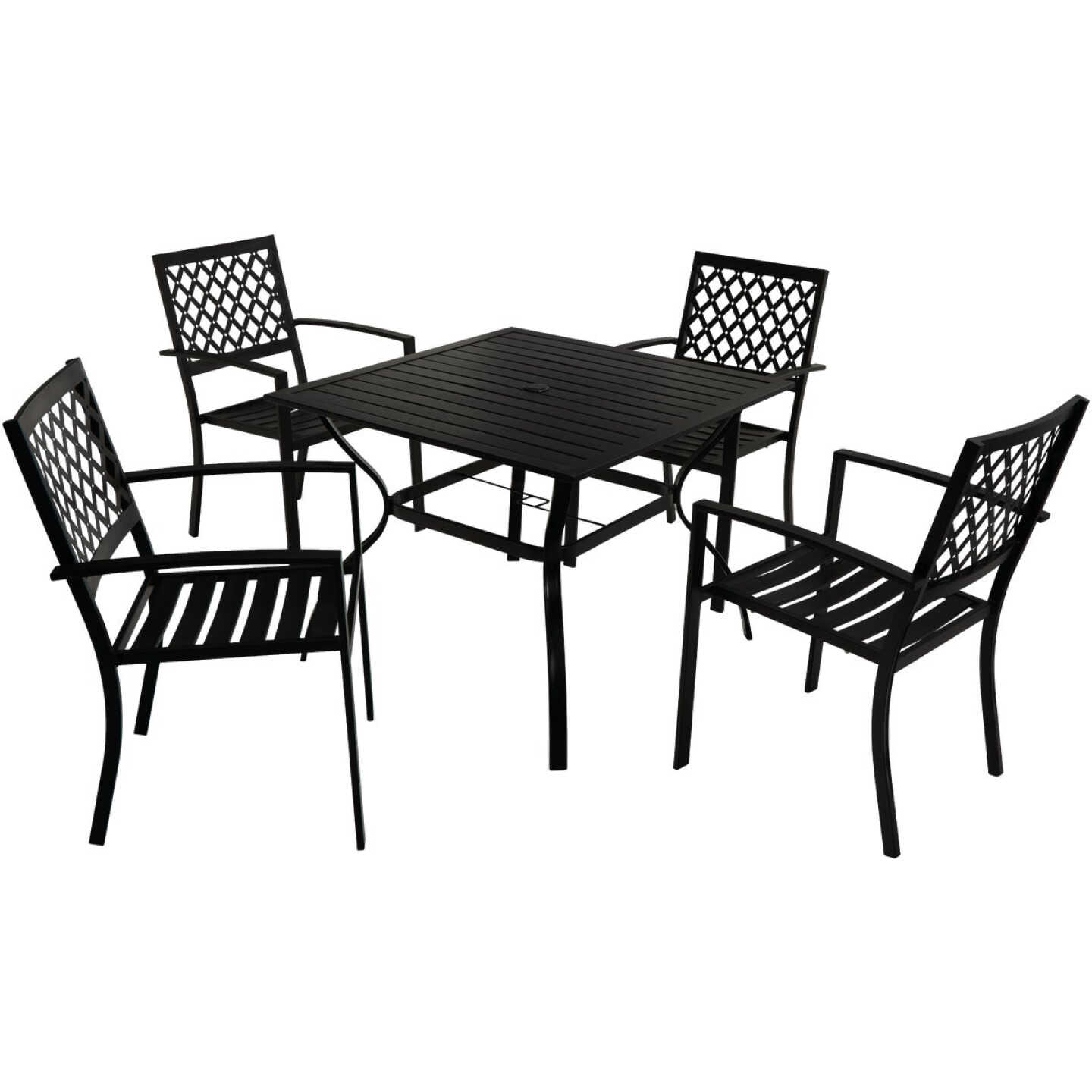 Outdoor Expressions 5-Piece Black Slat Dining Set Image 1