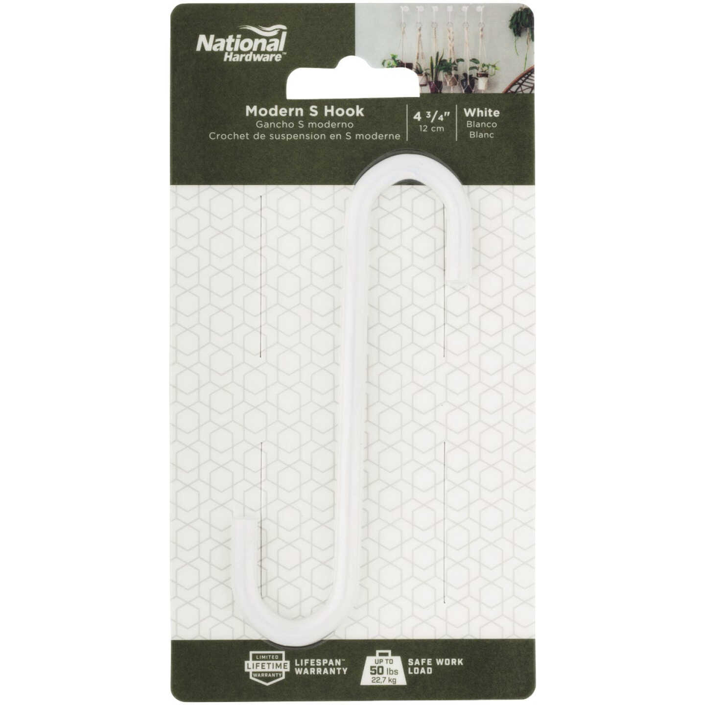 National Hardware 4 In. White Steel Modern Small S-Hook Plant Hanger Image 3