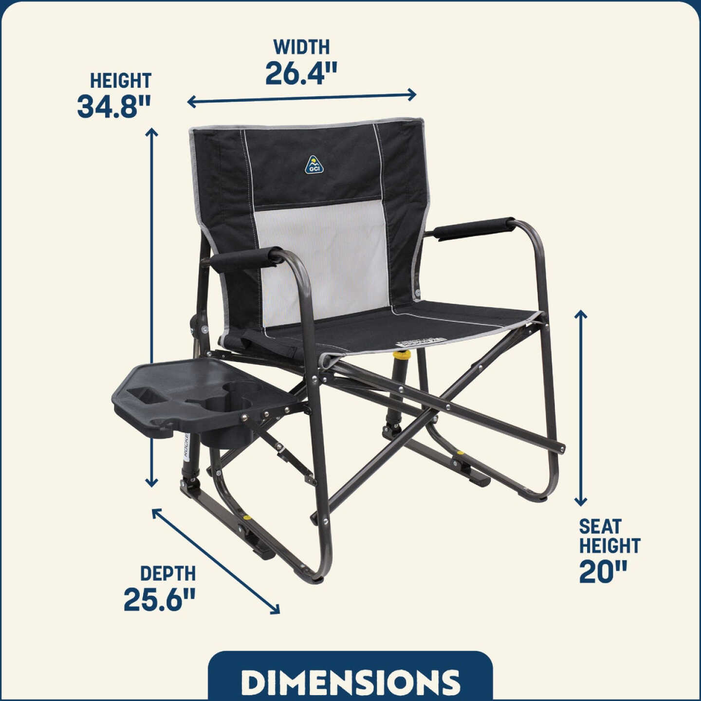 GCI Outdoor Freestyle Black XL Folding Rocker with Side Table Image 2