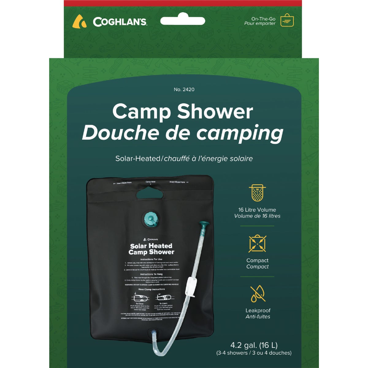 Coghlans 4.2 Gal. Solar Heated Camp Shower